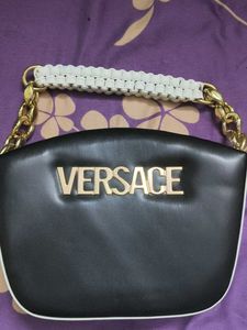 Versace Black Leather Top Handle Bag
