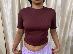 🖤 Tokyo Talkies Black Geometric Printed Crop Top