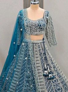 Elegant Teal Embroidered Lehenga Choli