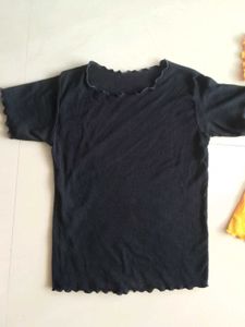 Combo Of Black &amp; Yellow Ribbed Top