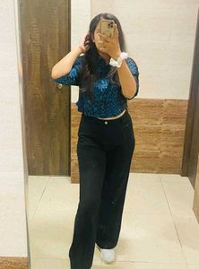 Blue Shirt With Laced Sleeves
