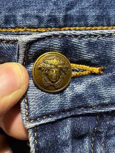 Versace Blue Washed Denim Jeans First Copy
