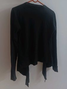 🖤 Asymmetric Hem Black Cotton Shrug