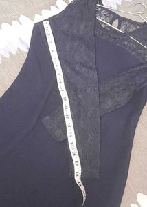 segsy dark blue lace work full sleeve dress