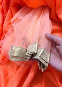 Elegant Peach Embroidered Gown Pant With Dupatta