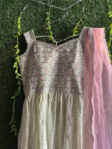 Green Floral Embroidered Sharara Set For Women
