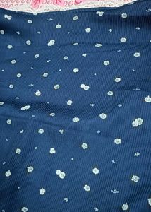 Lace Trimmed Navy Long Sleeve Top