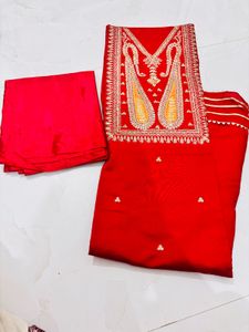 Red Embroidered Salwar Kameez Suit