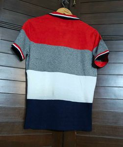 NII Men Striped Colourblocked Casual Polo Tshirt