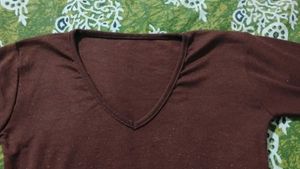 Maroon V-Neck Long Sleeve Shirt
