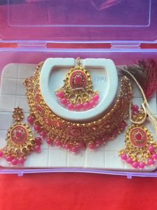 Elegant Pink &amp; Gold Jewelry Set