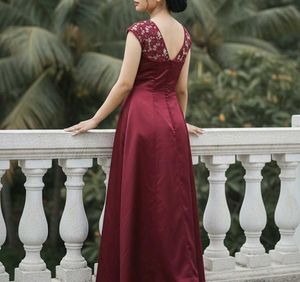 Elegant Maroon Lace Dress