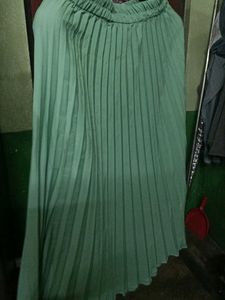 Green Pleated Skirt