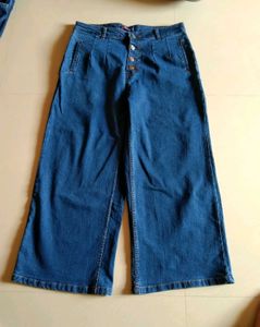 Wide Leg Button-Front Jeans