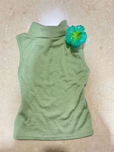Green Mock Neck Tank