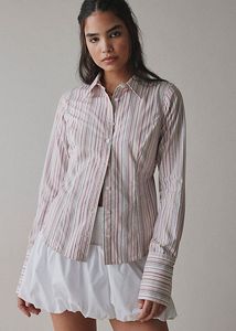 Y2k Vintage Imported Striped Button-Down Shirt