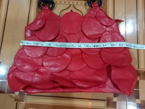 Red Leather Circle Hobo Bag