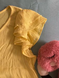 Yellow Ruffle Sleeve Top