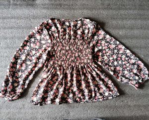Floral Print Smocked Blouse