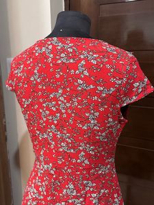 Scullers Red Floral Ruffle Dress
