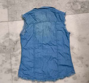 Denim Ki Cut Sleeves Shirt Bahut Sundr Lgti H