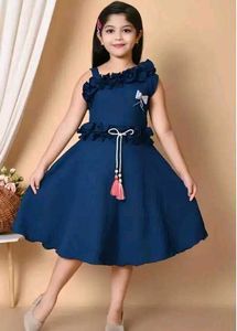 Girls' Elegant Navy Blue Party Dress