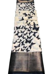 Kalamkari Dola Silk Butterfly Print Saree