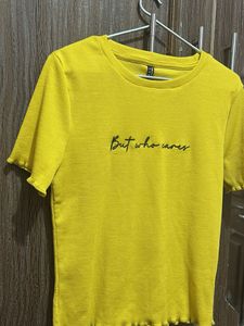 Yellow Graphic Crop Top