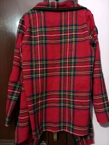 aesthetic red checkered flannel coat