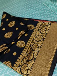 Black Colour Saree With Red Blouse Fabric
