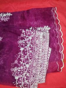 Purple Organza Dupatta