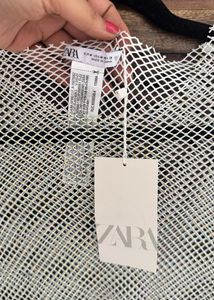 Zara Brand New Rhinestones Mesh Glam Top