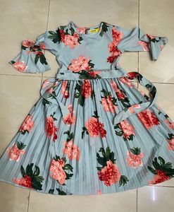 kids Floral Pleated Frock(8-9)