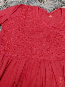 Dobby Cotton Handwork Chickenkari Frock