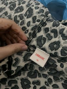 Leopard Print Tie Neck Top