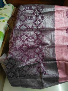 Elegant Pink &amp; Purple Zari Saree