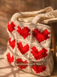 Crochet Heart Tote Bag