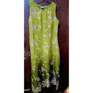Olive Green Floral Dress