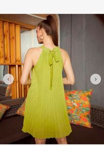 Halter Neck Pleated Dress