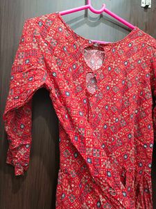 Red Printed Naira Kurta