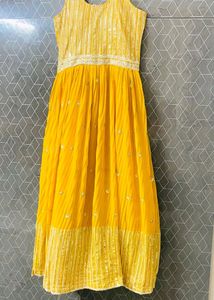Yellow Haldi Special Gown With Dupatta