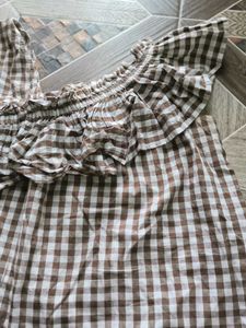 Cute Brown Gingham Top