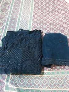 Majesty Blue Embroidered Dress Material