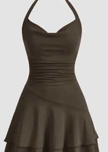 Drape Collar Halter Neck Dress