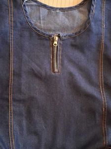 Denim Mini Dress with Zipper