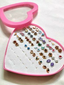 28 Assorted Stud Earring Set With Heart Shaped Box