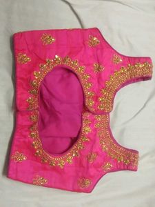Pink Embroidered sleeveless Blouse