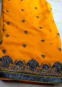 Yellow Saree with Silver Embroidery