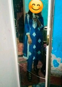 BLUE EMBROIDERY KURTA SET WITH DUPATTA