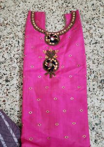 Pink Embroidered Kurta Material